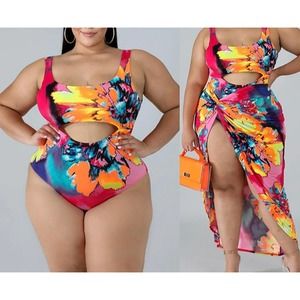 Plus Size Swimsuit One-piece Cover-Up Beach Wear